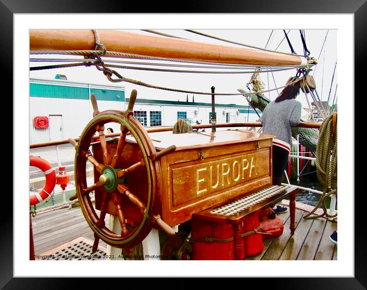 Ship's Wheel Framed Mounted Print by Stephanie Moore