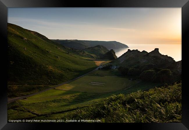 Low sun over The Valley of Rocks, Lynton.  Framed Print by Daryl Peter Hutchinson