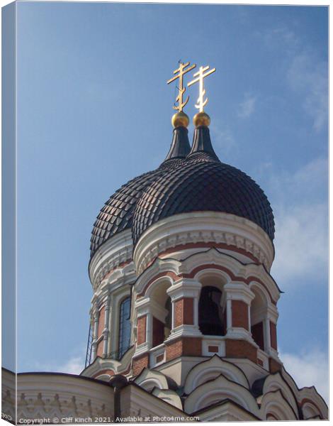 Towers of Alexander Nevsky Cathedral Tallinn Estonia Canvas Print by Cliff Kinch