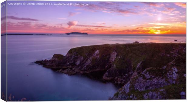 Sunset at Dunquin, Dingle Peninsula (panoramic) Canvas Print by Derek Daniel