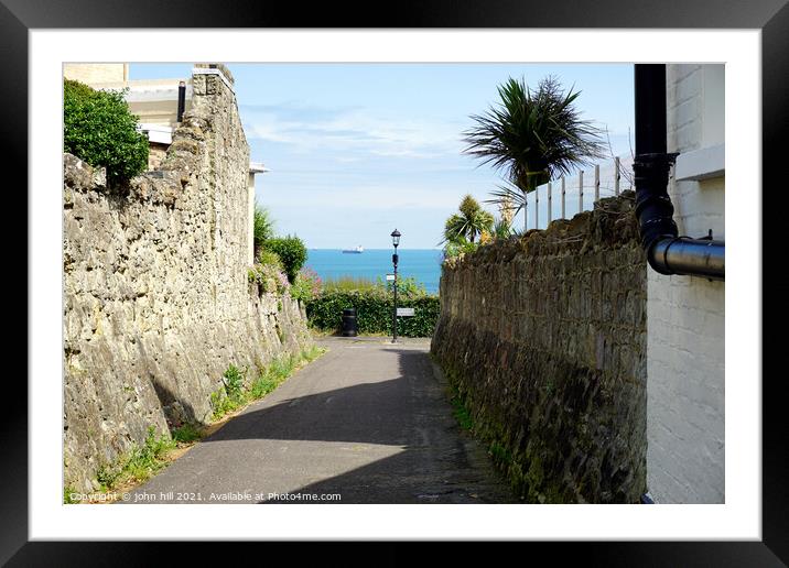 Sea view from a cliff top lane at Shanklin, Isle o Framed Mounted Print by john hill