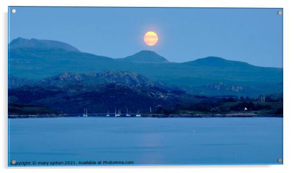 Moon Rising over Safe Harbour at Shieldaig  Acrylic by mary spiteri