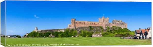 Bamburgh Castle, Cricket Pitch and Windmill Canvas Print by Graham Prentice