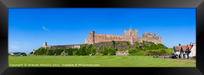 Bamburgh Castle, Cricket Pitch and Windmill Framed Print by Graham Prentice