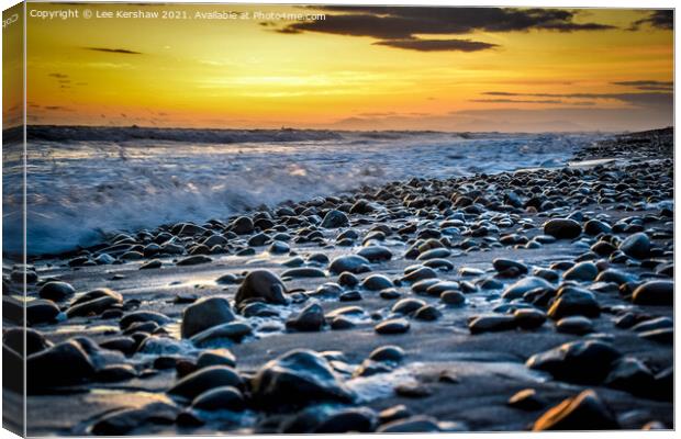 Sunset Beach Pebbles Canvas Print by Lee Kershaw