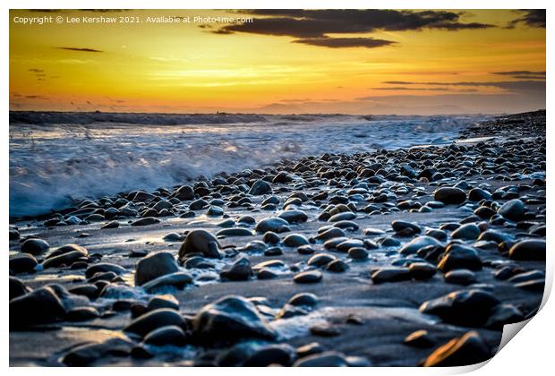 Sunset Beach Pebbles Print by Lee Kershaw