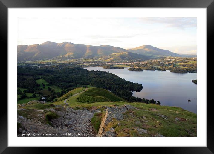  Derwentwater from Catbells Framed Mounted Print by Linda Lyon