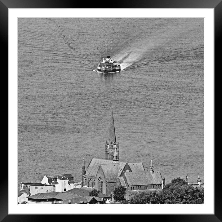 PS Waverley arriving at Largs monchrome Framed Mounted Print by Allan Durward Photography