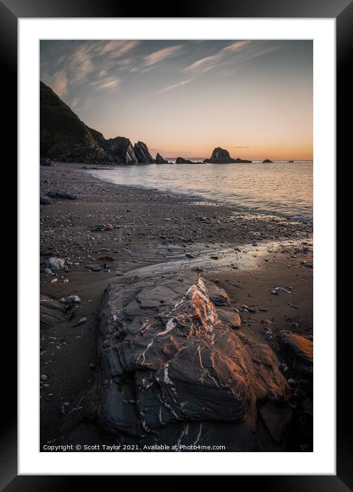 Postreath Beach, Cornwall Framed Mounted Print by Scott Taylor