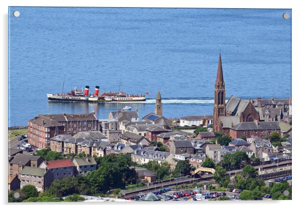 PS Waverley departing Largs on a Clyde cruise Acrylic by Allan Durward Photography