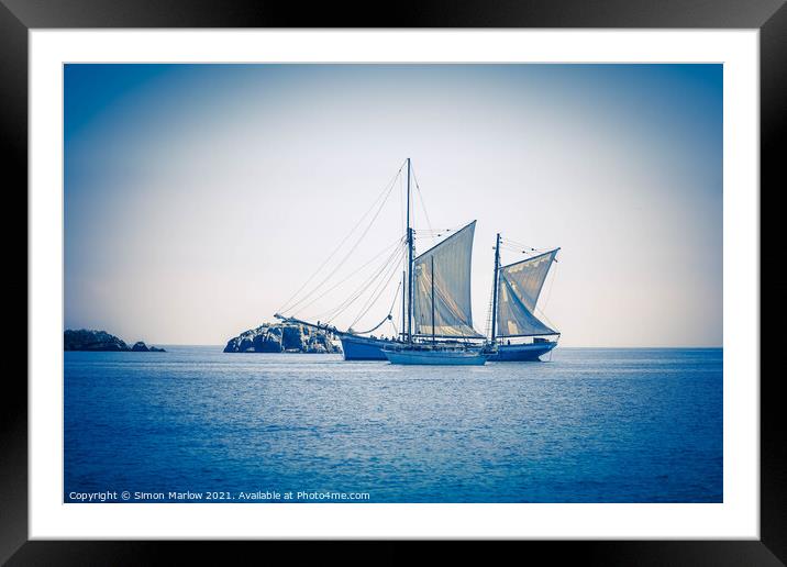 Majestic Yachts in the Isles of Scilly Framed Mounted Print by Simon Marlow