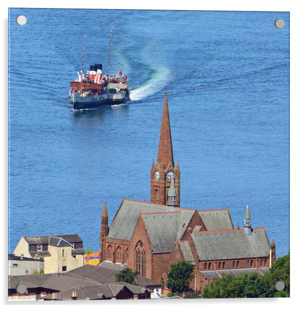 PS Waverley at Largs, a historic paddle steamer  Acrylic by Allan Durward Photography