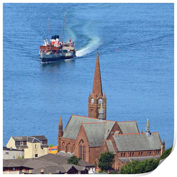 PS Waverley at Largs, a historic paddle steamer  Print by Allan Durward Photography