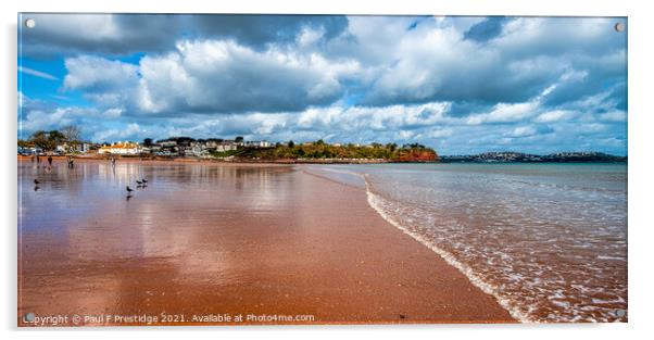 Goodrington Beach South Devon Panorama Acrylic by Paul F Prestidge