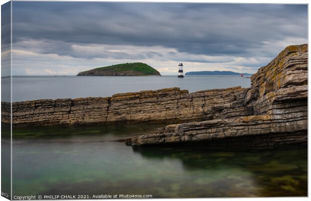 Penmon lighthouse Anglesey Wales 568  Canvas Print by PHILIP CHALK