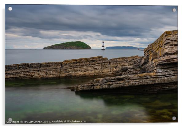 Penmon lighthouse Anglesey Wales 568  Acrylic by PHILIP CHALK