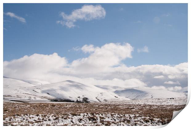Snow scene in the Northern Lake District UK Print by Linda Lyon