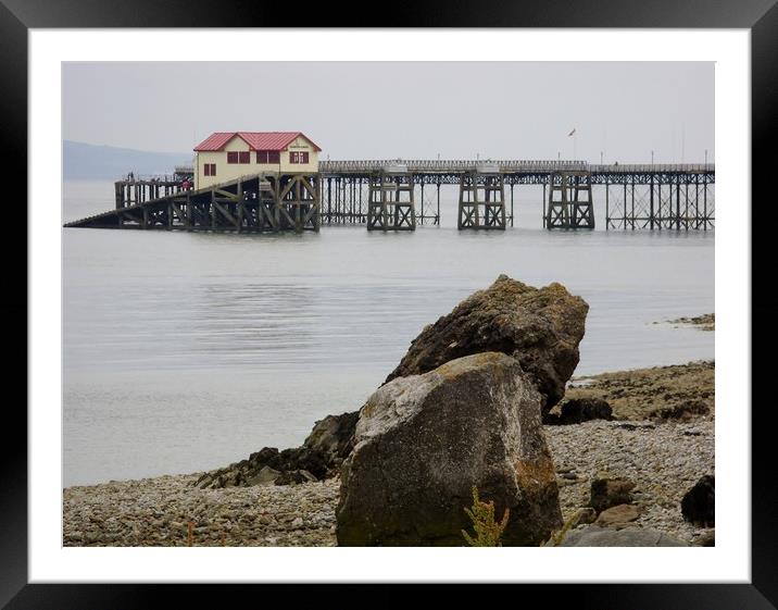 Mumbles Pier and Boathouse. Framed Mounted Print by Becky Dix