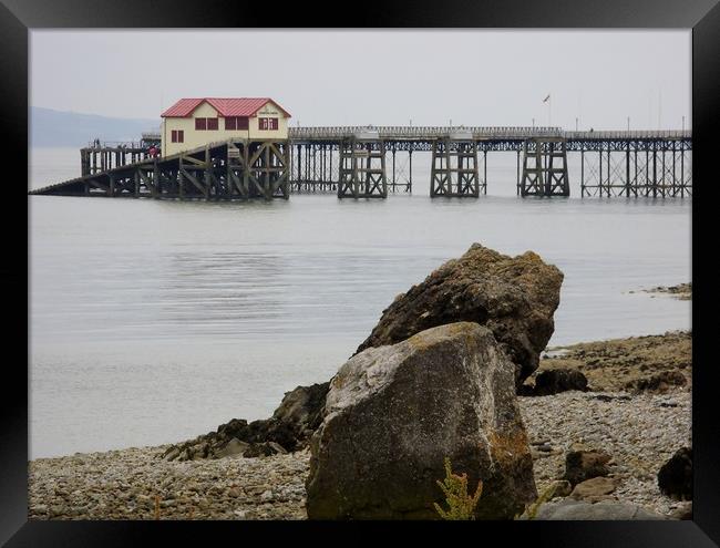 Mumbles Pier and Boathouse. Framed Print by Becky Dix