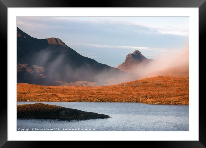 Majestic Stac Pollaidh in Autumn Mist Framed Mounted Print by Barbara Jones