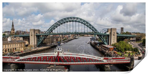  Newcastle Up on Tyne Bridge Print by Holly Burgess