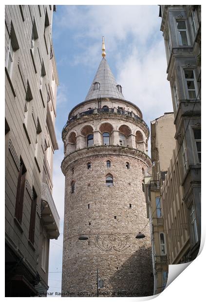 The Famous Galata Tower in IStanbul, Turkey Print by Dietmar Rauscher