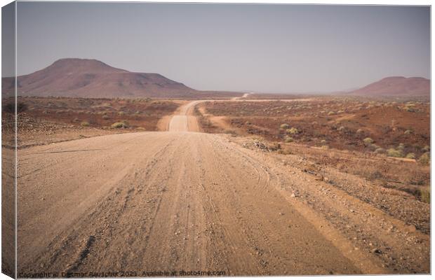 Gravel Road C45 between Palmwag and Sesfontein in Namibia, Afric Canvas Print by Dietmar Rauscher