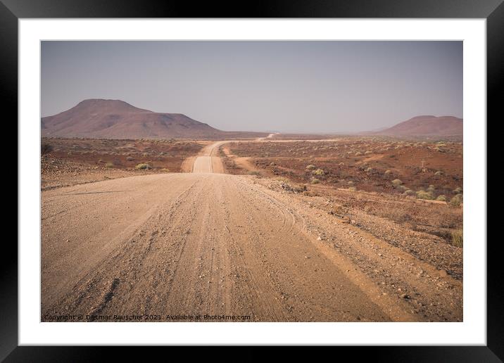 Gravel Road C45 between Palmwag and Sesfontein in Namibia, Afric Framed Mounted Print by Dietmar Rauscher