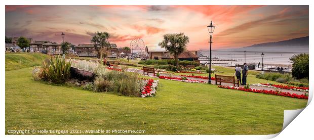 Hunstanton Park over looking the sea a beautiful evening sunset  Print by Holly Burgess