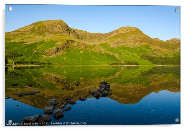 High Crag & High Stile, Buttermere Acrylic by Nigel Wilkins