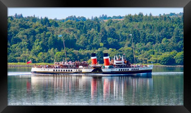 Waverley Paddle Steamer Heading Down The Clyde Framed Print by Ros Ambrose