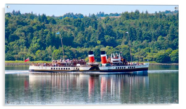 Waverley Paddle Steamer Heading Down The Clyde Acrylic by Ros Ambrose