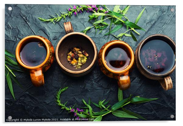 Aromatic fireweed tea,fresh willow herb Acrylic by Mykola Lunov Mykola