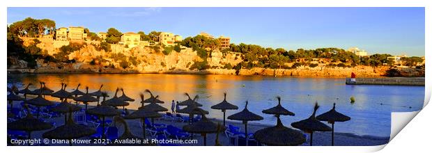 Porto Cristo Beach Sunset Mallorca Panoramic Print by Diana Mower