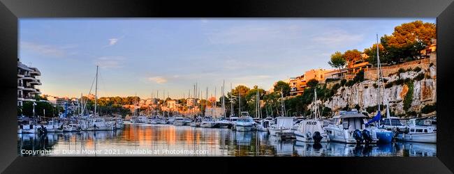  Porto Cristo Harbour Sunset Panoramic  Framed Print by Diana Mower