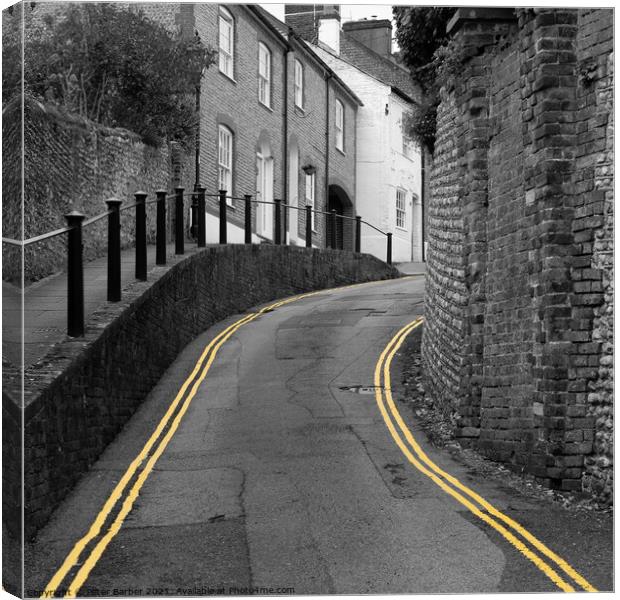 Yellow lines on Arundel Street Canvas Print by Peter Barber