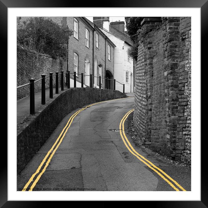 Yellow lines on Arundel Street Framed Mounted Print by Peter Barber