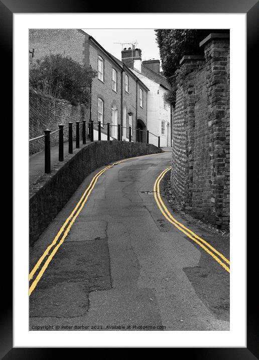 Yellow lines on Arundel Street Framed Mounted Print by Peter Barber