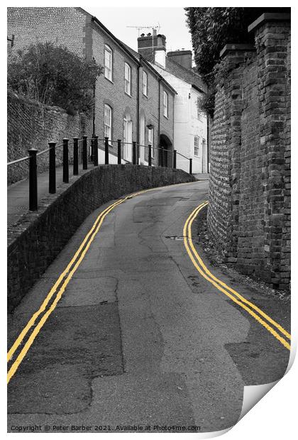 Yellow lines on Arundel Street Print by Peter Barber