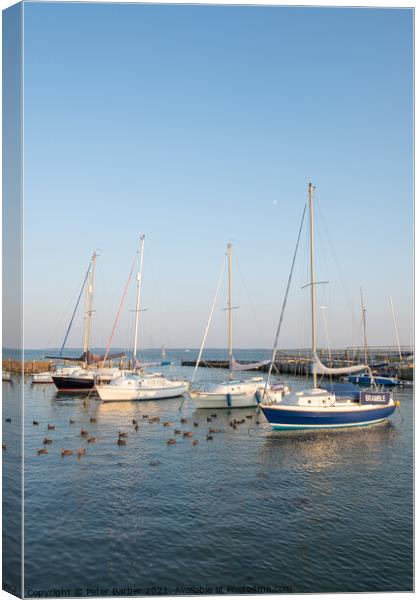 Hill Head Boats Canvas Print by Peter Barber