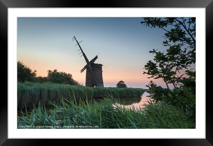 Norfolk Broads Sunset at Brograve Mill Framed Mounted Print by David Powley