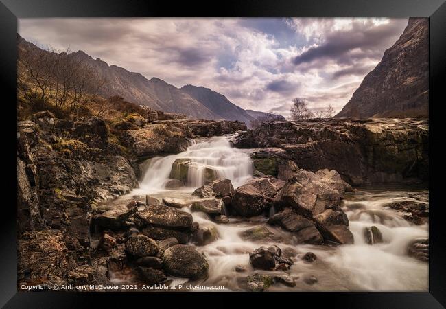 Clachaig Falls Glencoe  Framed Print by Anthony McGeever