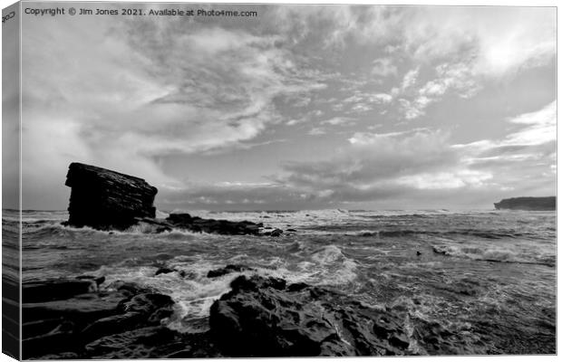 Collywell Bay storm in B&W Canvas Print by Jim Jones