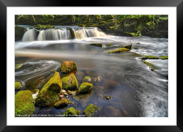 The waterfall at Yorkshire Bridge Framed Mounted Print by Chris Drabble