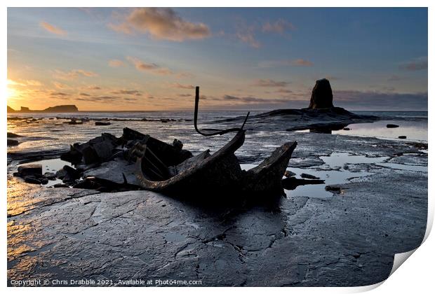 The wreck of the Admiral Von Tromp and Black Nab Print by Chris Drabble
