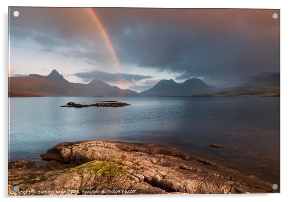 A Mesmerizing Rainbow Over Loch Bad a Ghaill Acrylic by Barbara Jones