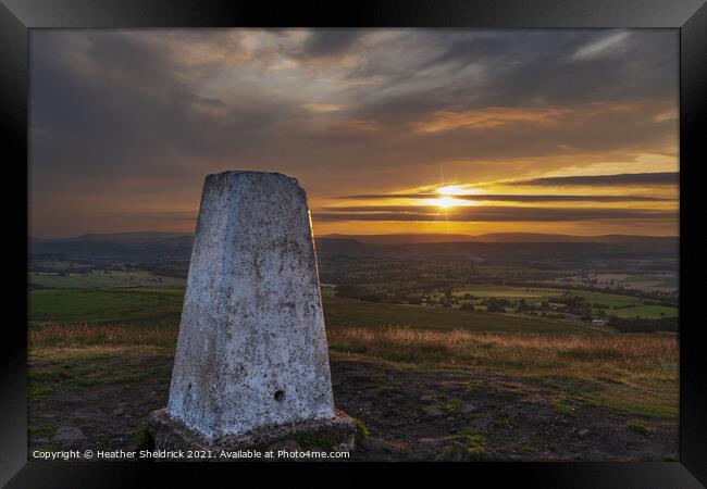 Forest of Bowland from Weets Hill Trig Point at Su Framed Print by Heather Sheldrick