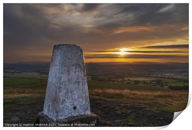 Forest of Bowland from Weets Hill Trig Point at Su Print by Heather Sheldrick