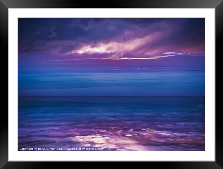 A Moody Purple Seascape Framed Mounted Print by Beryl Curran