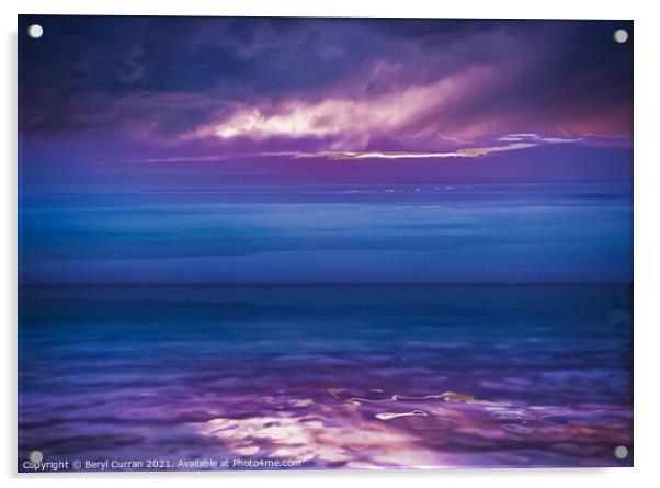 A Moody Purple Seascape Acrylic by Beryl Curran